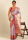 Violet Silk Korvai Tissue Kanjivaram Weave Saree