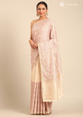 Cream Fancy Embroidery Tussar Saree - Taashi