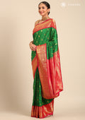 Dark Green Traditional Woven Pattern Kadial Silk Saree - Taashi