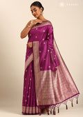 Purple Traditional Pattern Woven Tussar Saree - Taashi
