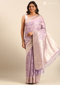 Mauve Floral Woven Tussar Saree - Taashi