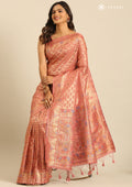 Dusty Pink Banarasi Saree - Taashi