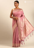 Mauve Traditional Pattern Woven Tussar Saree - Taashi