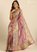 Mauve Nature InspiRed Embroiderd Tissue Saree - Taashi