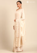 Cream Fancy Embroidery Tussar Saree - Taashi