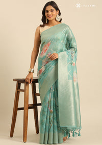 Mint Green Organza Contemporary Printed Saree