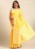 Yellow Stylised Ikat Pattern Tussar Saree - Taashi