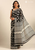 Black X Tussar Printed Art Tussar Matka Silk Saree - Taashi