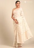 Cream Fancy Embroidery Tussar Saree - Taashi