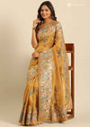 Mustard Yellow Tissue Contemporary Embroidered Saree