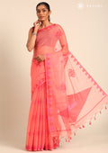 Peach Kasuti Pattern Woven Tussar saree - Taashi