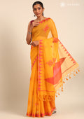 Yellow Kasuti Pattern Woven Tussar saree - Taashi