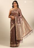 Mocha Mousse Floral Butta Pattern Tussar Saree - Taashi