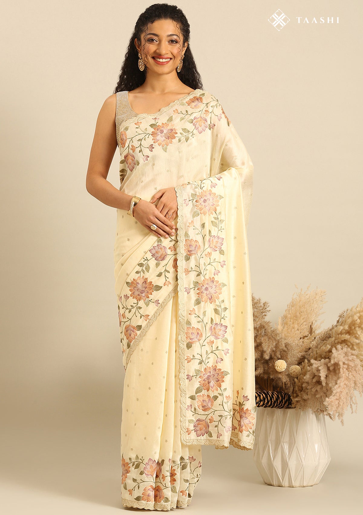 Linen Floral Saree