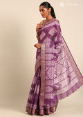 Purple Abstract Printed Tussar Saree - Taashi