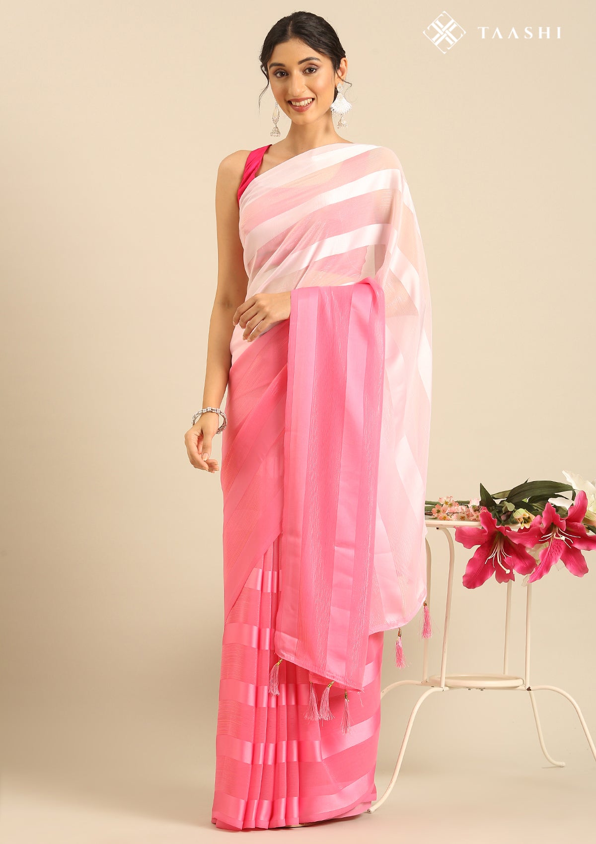 Pink Chiffon Saree