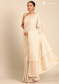 Cream Fancy Embroidery Tussar Saree - Taashi