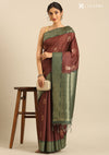 Brown Tussar Contemporary Woven Saree