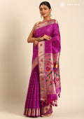 Magenta Paithani Pattern Tussar Saree - Taashi