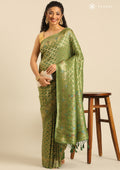 Match Green Banarasi Saree - Taashi