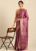 Purple Brocade Crepe Saree - Taashi