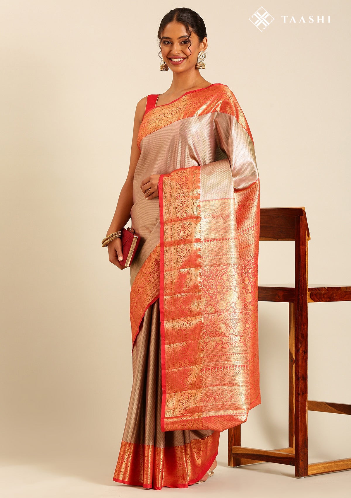Dual Colour Silk Korvai Tissue Kanjivaram Weave Saree