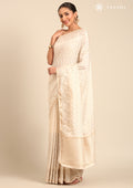 Cream Fancy Embroidery Tussar Saree - Taashi