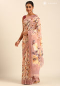 Beige Floral Printed Georgette Saree - Taashi