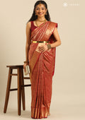 Maroon Jacquard Woven Kanchipuram Saree - Taashi