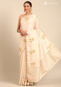 Cream Fancy Embroidery Tussar Saree - Taashi
