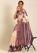 Rose Gold Tissue Brocade Weaving Silk Saree - Taashi