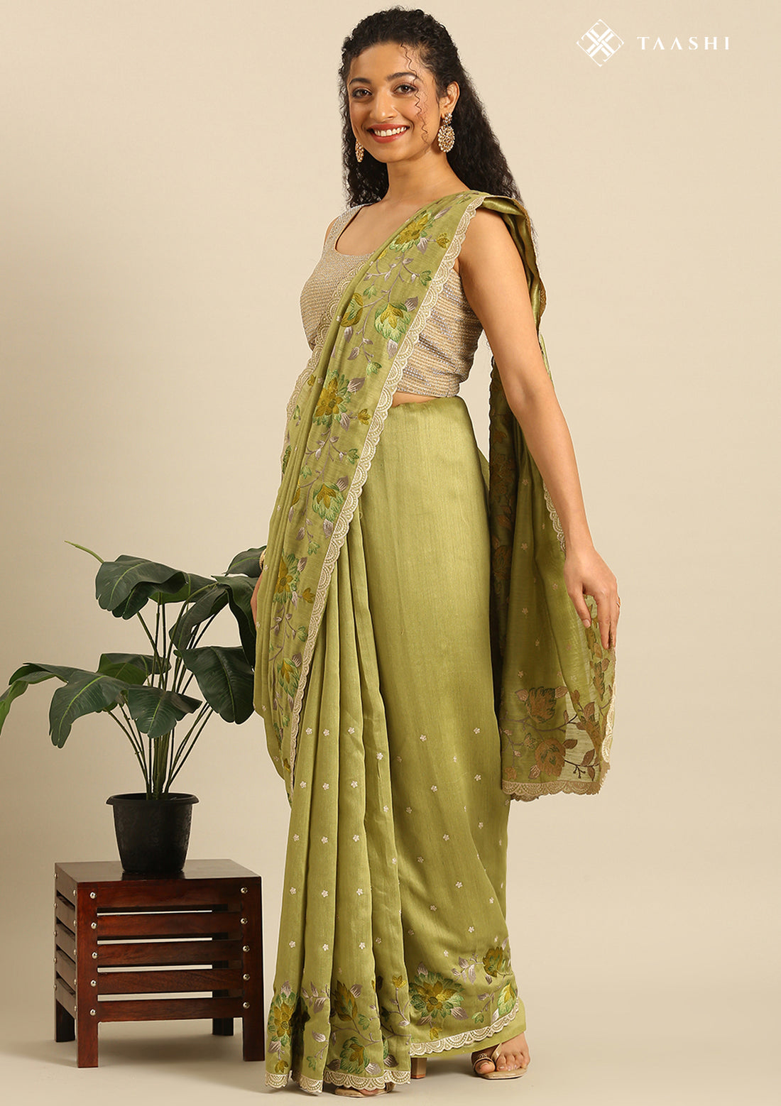 Green Linen Floral