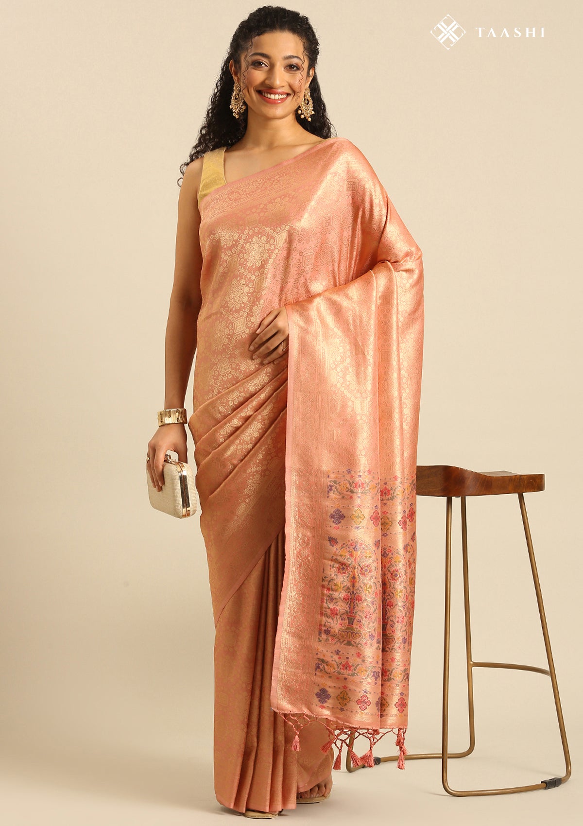 Peach Banarasi Saree - Taashi