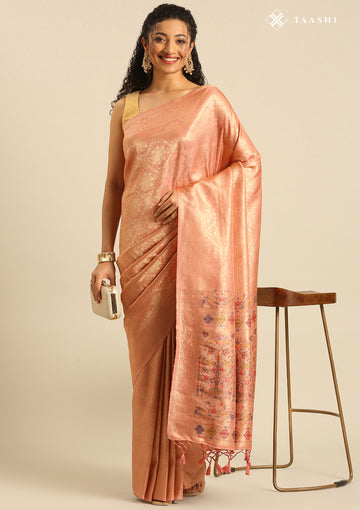 Peach Banarasi Saree - Taashi