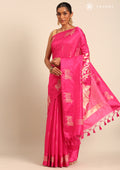 Pink Jacquard Pattern Placement Tussar Saree - Taashi