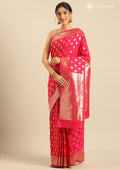 Rani Pink Allover Butta Weaving Silk Saree - Taashi