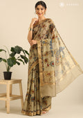 Pista Green Kalamkari Tussar Saree - Taashi