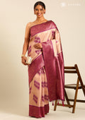 Rose Gold Tissue Brocade Weaving Silk Saree - Taashi