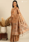 Copper Floral Woven Tussar Saree - Taashi