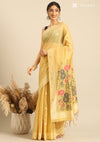 Pastel Yellow Linen Woven Saree
