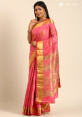 Pink Betel Leaf Woven Tussar Saree - Taashi