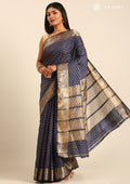 Blue Traditional Zari Butta Woven Tussar Saree - Taashi
