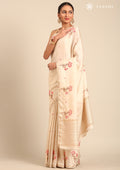 Cream Fancy Embroidery Tussar Saree - Taashi