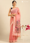 Pastel Pink Linen Woven Saree