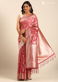 Dusty Pink Jaal Woven Tussar Saree - Taashi