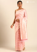 Pastel Pink Traditional Woven Tussar Saree - Taashi