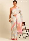 Pastel Blue Tissue Contemporary Printed Saree