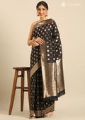 Black Allover Butta Weaving Silk Saree - Taashi