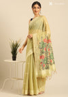 Pastel Green Linen Woven Saree