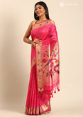 Pink Paithani Pattern Tussar Saree - Taashi